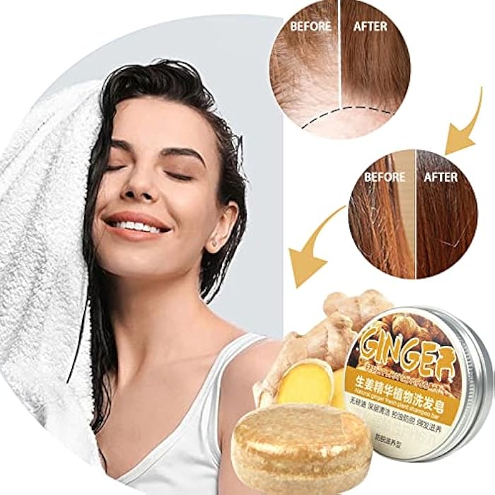 BSMAX Ginger Shampoo Bar, Anti-Hair Loss, Hair Regrowth, Natural Organic Shampoo Soap, Promotes Growth, Anti-dandruff, Anti-itching, for All Hair Types, 60g/1pcs - Image 3